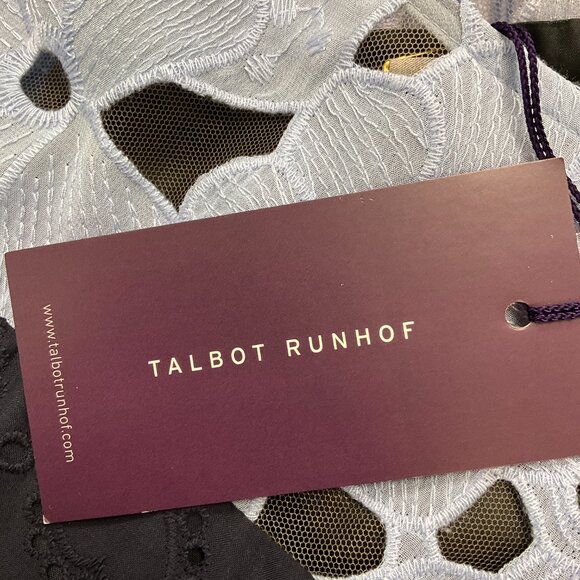 Talbot Runhof Blue Multi Broderie Anglaise-Inset Midi Dress - Picture 5 of 5